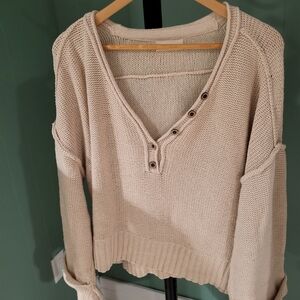 By Together Cream V-Neck Sweater